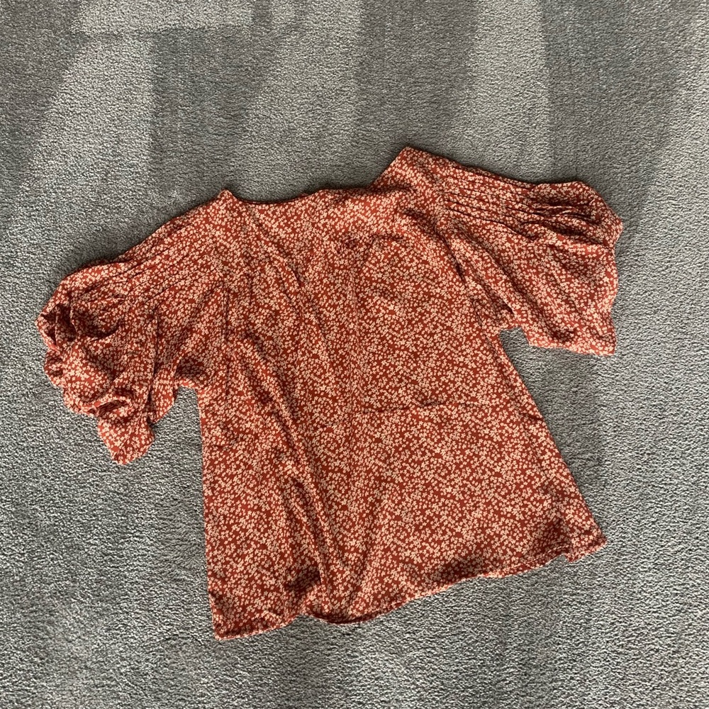 Wishlist Apparel Rust Floral Print Top